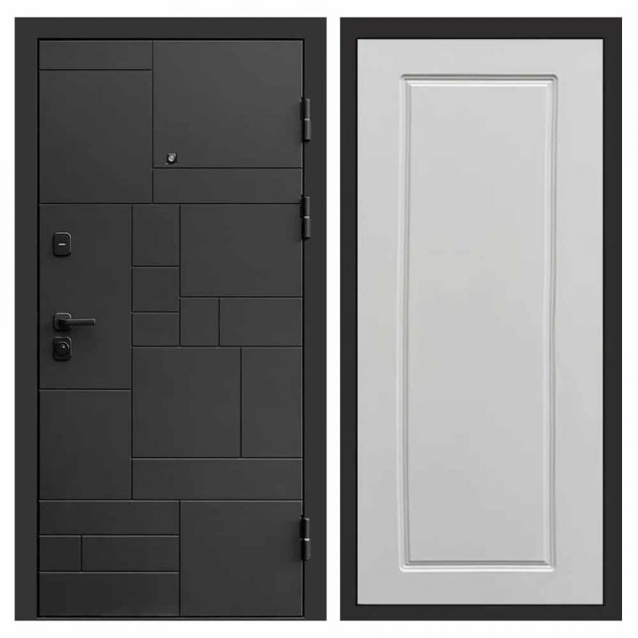 Входная дверь Termo-door Квадро BLACK Гранд Белый Софт