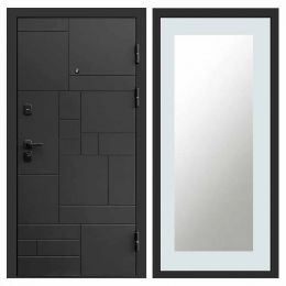 Входная дверь Termo-door Квадро BLACK Зеркало Триумф Белый Софт