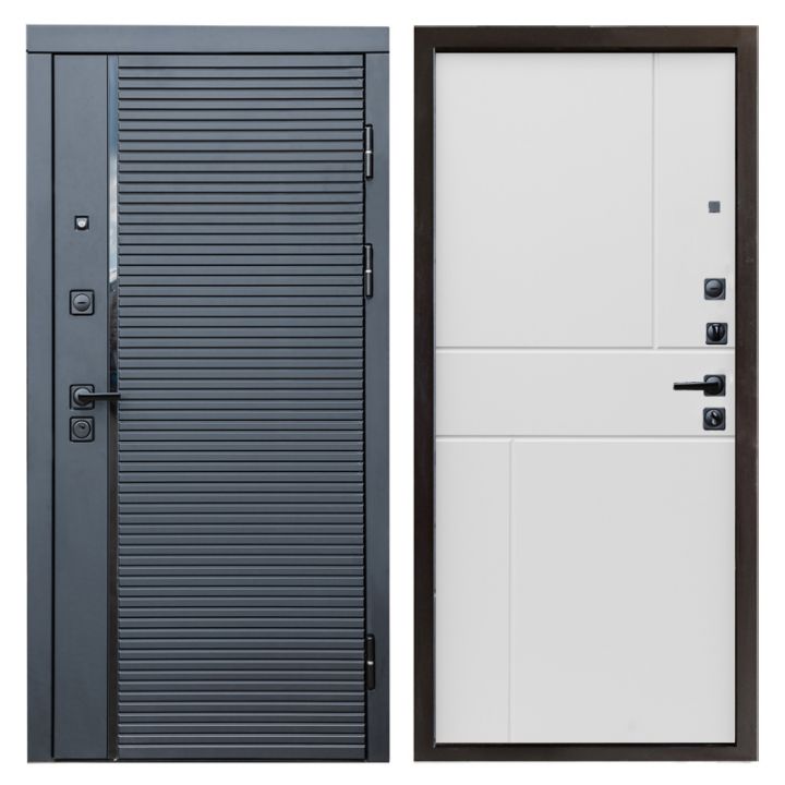Входная дверь Termo-door Black line Горизонт Белый софт Металлическая