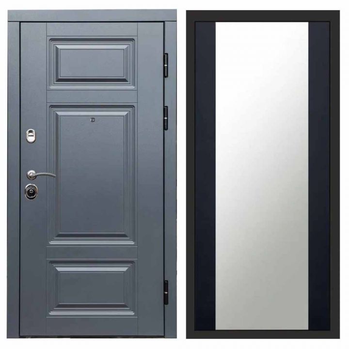 Входная дверь Termo-door Премиум Grey Зеркало Черный Кварц+Тонировка Металлическая