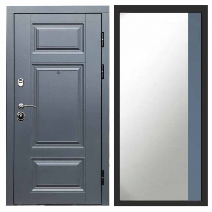 Входная дверь Termo-door Премиум Grey Широкое Зеркало Фацет Грей Софт Металлическая