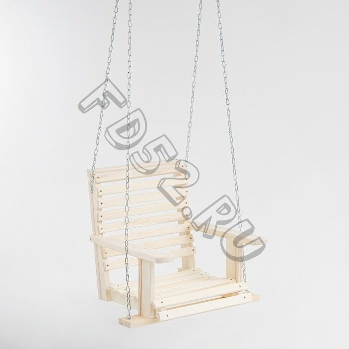 Кресло большое подвесное на цепи, деревянное, сиденье 50x65см