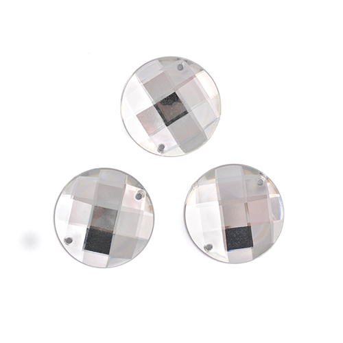 Стразы пришивные акриловые Круг цвет 01 прозрачный кристалл 12 мм (MG.E.02.01.12)