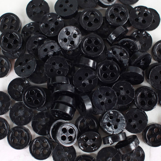 Набор мини пуговиц для творчества, черные, 10 шт. 6 мм.