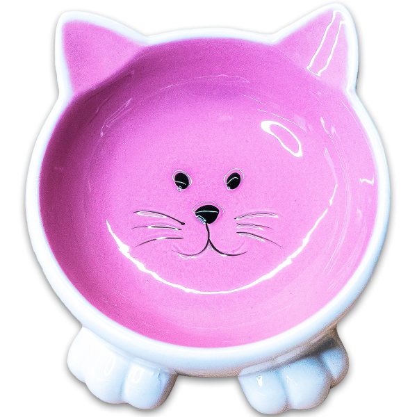Миска для кошек Mr.Kranch Мордочка кошки на ножках розовая 100 мл