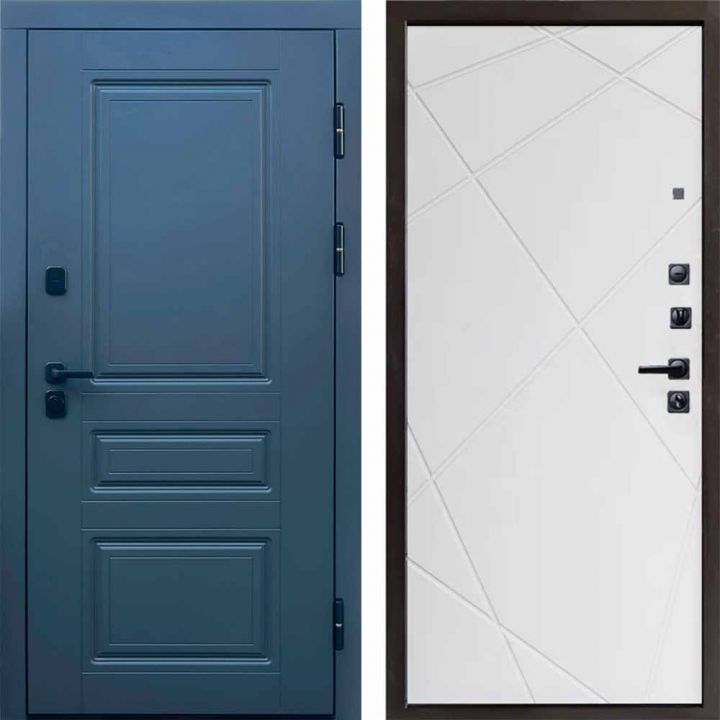 Входная дверь Termo-door Классика Графит Лучи Белый софт Металлическая
