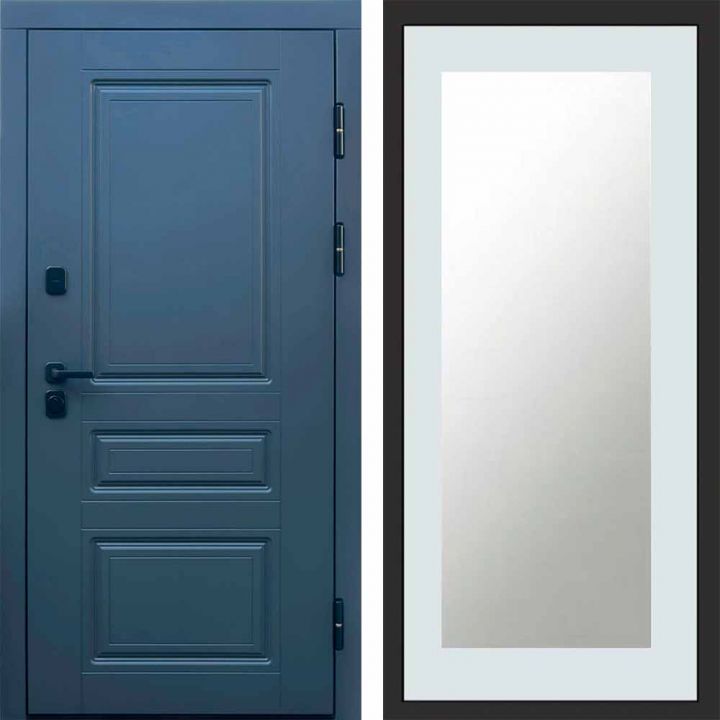 Входная дверь Termo-door Классика Графит Зеркало Триумф Белый Софт