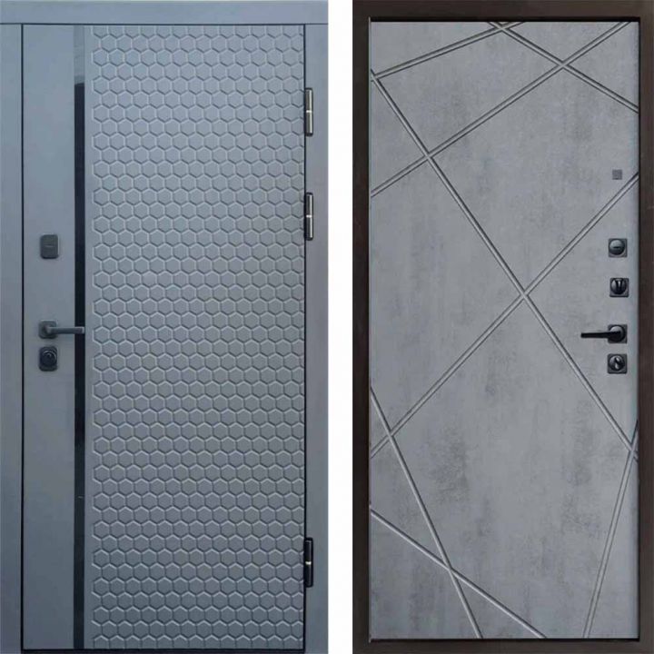 Входная дверь Termo-door SIMPLE Графит Лучи Бетон темный Металлическая