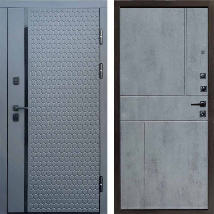 Входная дверь Termo-door SIMPLE Графит Горизонт Бетон темный Металлическая