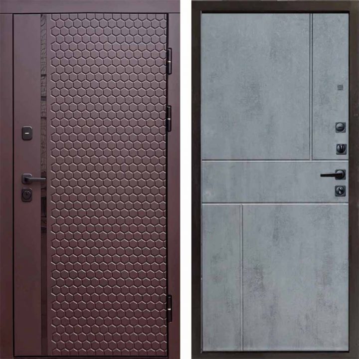 Входная дверь Termo-door SIMPLE Шоколад Горизонт Бетон темный Металлическая