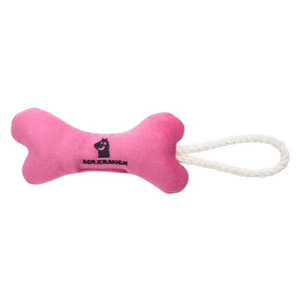 Игрушка для собак Mr.Kranch Косточка с канатом нежно-розовая 31х9х4 см