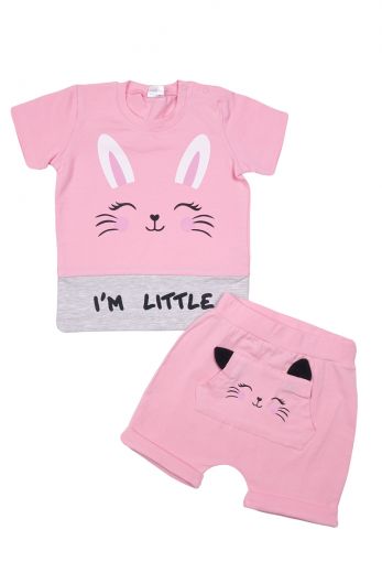 Комплект для девочки (футболка,шорты) (светло-розовый) OP1451