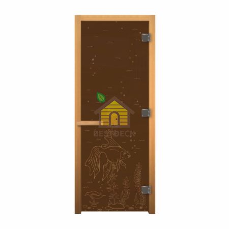 Дверь стекло Бронза Матовая "РЫБКА" 1900х700 мм (8мм, 3 петли 716 CR) (ОСИНА) Пр