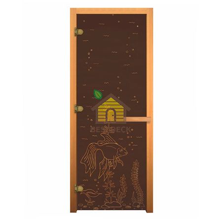Дверь стекло Бронза Матовая "РЫБКА" 1900х700 мм (8мм, 3 петли 716 CR) (ОСИНА) Лев