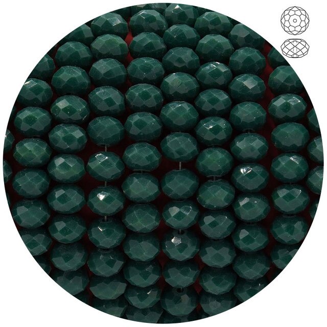 Бусины граненые Рондель (стекло) на нити цвет № 4 темно-зеленый не прозрачный Разные размеры (LSR-04)
