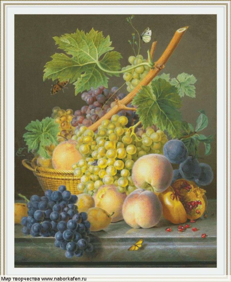 Набор для вышивания "00372 Корзина с виноградом и персиками"