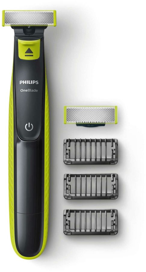 Триммер Philips OneBlade QP2520/60, чёрный/зелёный лайм