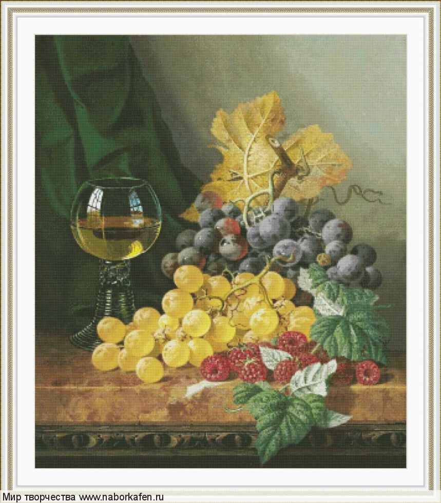 Набор для вышивания "00259 Натюрморт с виноградом и малиной"