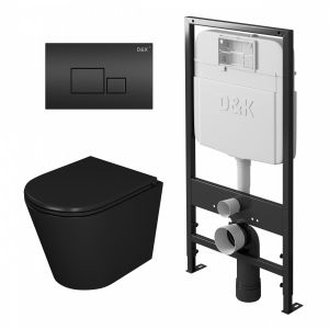 Комплект подвесной унитаз + система инсталляции D&K Venice черная клавиша DS1021606