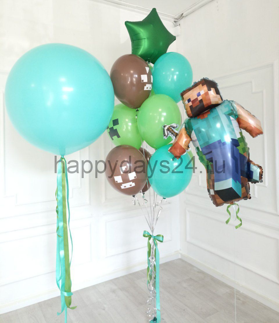 Набор из  воздушных шаров "Пиксельный человечек"