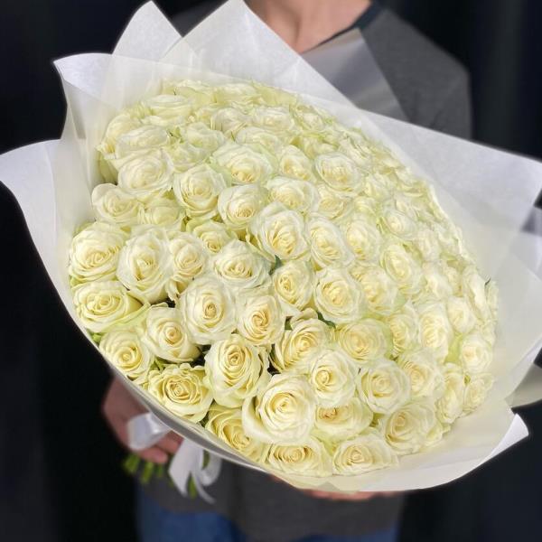 101 белая роза (40см)