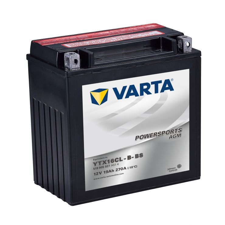 Мото аккумулятор АКБ VARTA (ВАРТА) AGM 519 905 027 A514 YTX16CL-B-BS 19Ач о.п.