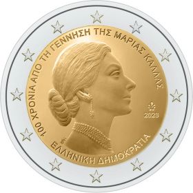 100 лет со дня рождения Марии Каллас  2 евро Греция 2023