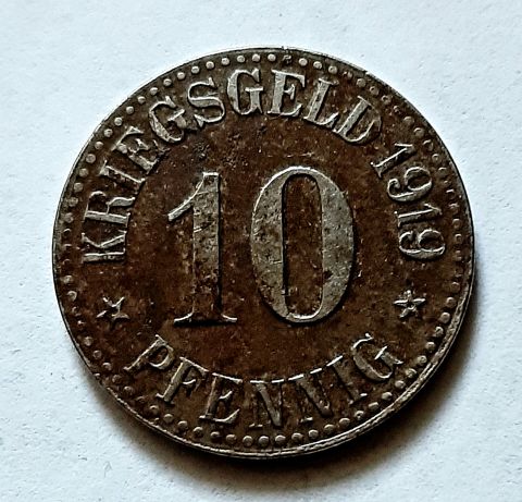 10 пфеннигов 1919 Кассель Гессен AUNC Германия