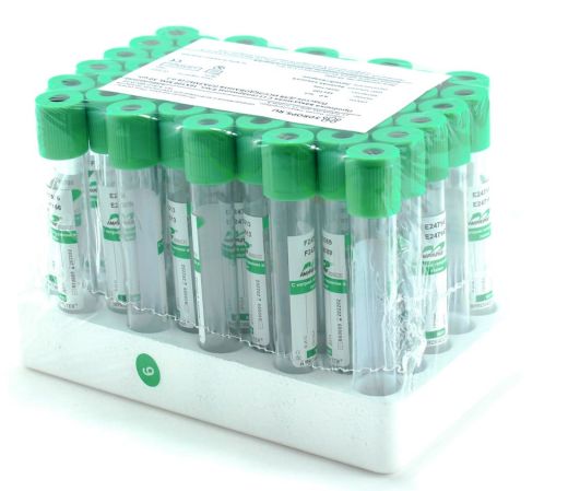 Пробирки вакуумные с литий гепарином, 9 мл, 16х100 мм, 50 шт/упак, пластик, для исследования плазмы, Improvacuter