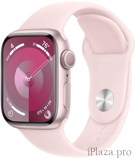 Apple Watch Series 9, корпус из алюминия розового цвета, спортивный ремешок нежно-розового цвета