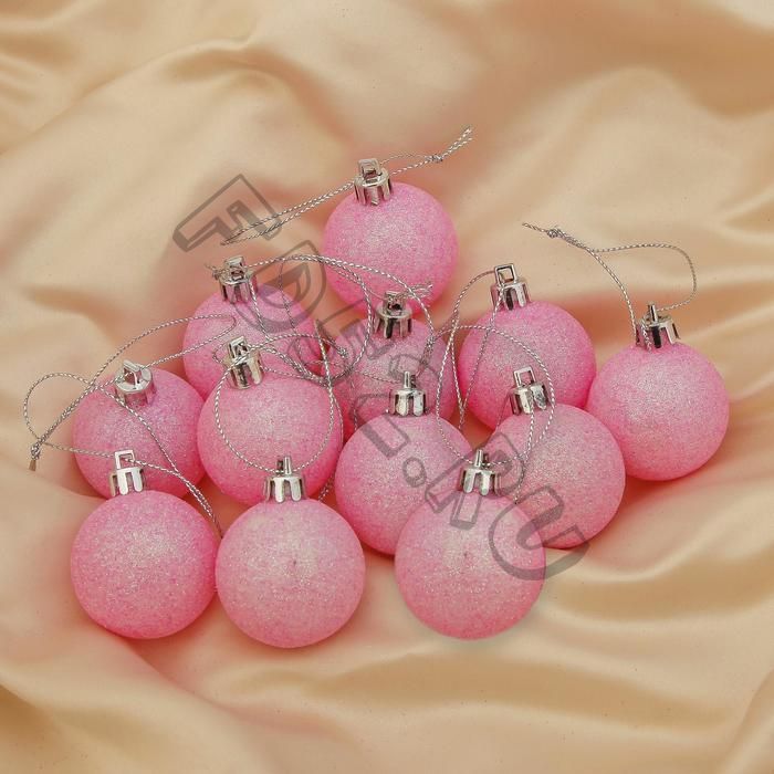 Набор шаров пластик d-4 см, 12 шт "Перелив" розовый