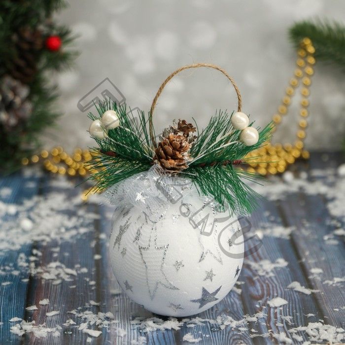 Шар пластик декор "Блеск рождества" звезды мини, 8х9,5 см, белый