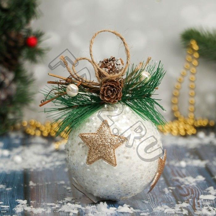 Шар пластик декор "Блеск рождества" звезда, 8х9,5 см, белый