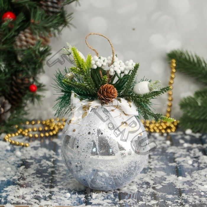 Шар пластик декор "Блеск рождества" сияние, 10х16 см, серебро