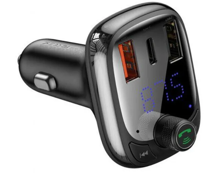 FM-трансмиттер Baseus T typed S-13 Wireless MP3 Car charger (PPS Quick Charger-EU) 2USB + Type-C, CCTM-B01, черный