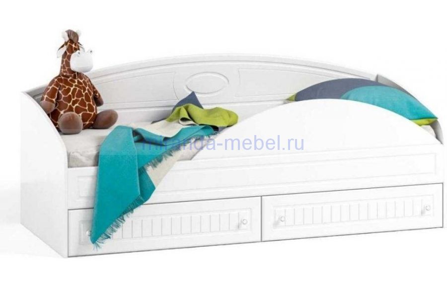Кровать одинарная с ящиками и бортом Монако МН-11 + МН-11А белое дерево