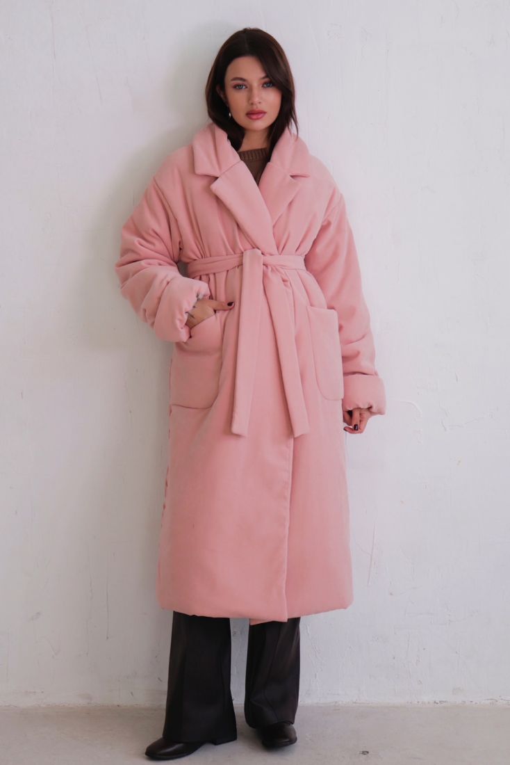 4970 Пальто-одеяло Premium Аlpolux пудровое (остаток: 46-48)
