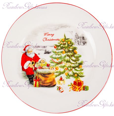 Тарелка новогодняя 25,5 см "Санта с подарками"