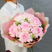 7 французских розовых роз "Нежный мусс"