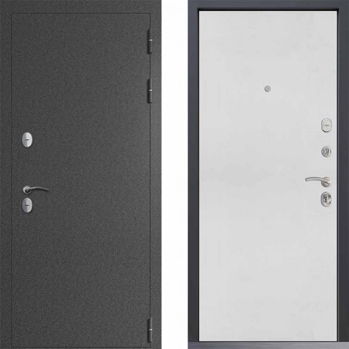 Входная дверь  Command Doors Сибирь ТЕРМО букле графит 00 Белый матовый металлическая