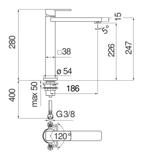 Смеситель для кухонной мойки Nobili Loop LP90713 схема 2