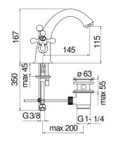 Смеситель для раковины Nobili Grazia GRC5118/6 схема 2