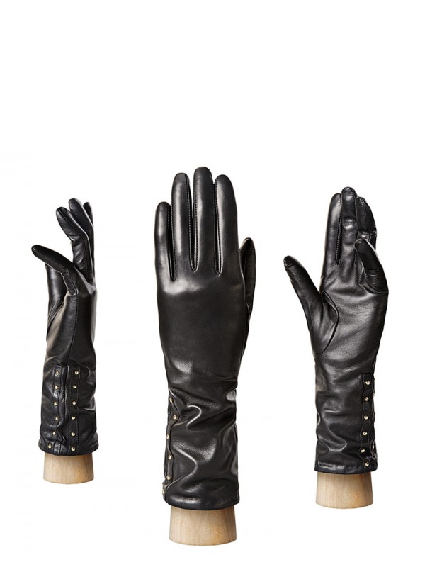 Женские чёрные перчатки ш+каш. IS06301 black ELEGANZZA