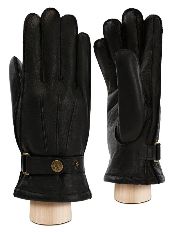 Итальянские мужские перчатки н/м ягн OS620 black ELEGANZZA