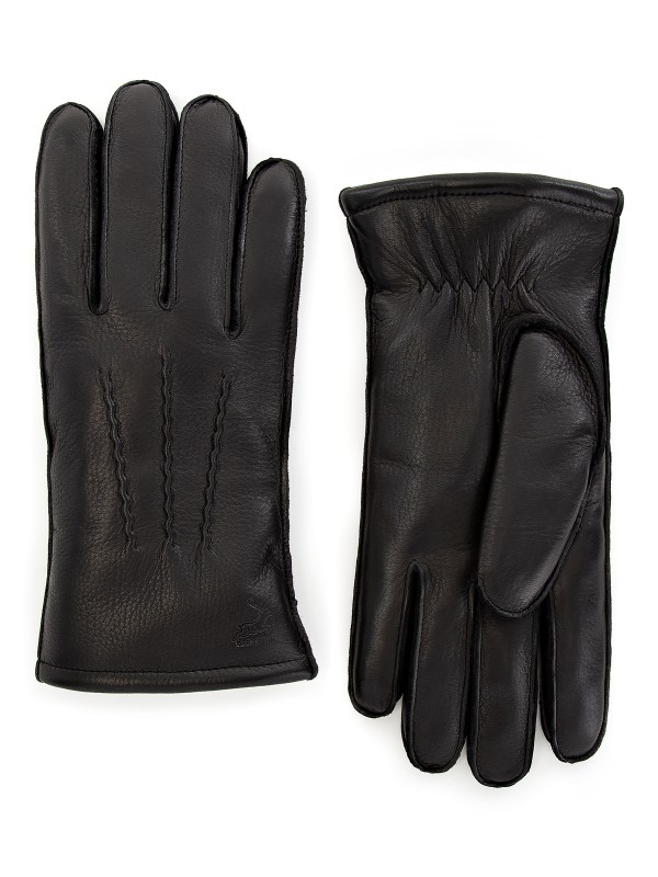 Зимние меховые мужские перчатки н/м мутон OS627 black ELEGANZZA