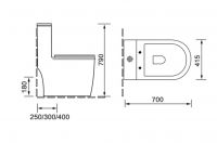 Компакт-моноблок безободковый унитаз SantiLine  SL-5019 схема 2
