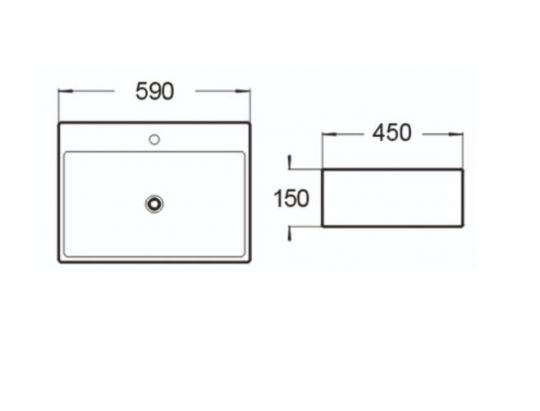 Керамическая накладная или подвесная раковина SantiLine SL-1002 59 х 42,5 схема 2