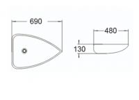 Керамическая накладная раковина SantiLine SL-1033 69 х 48 схема 2
