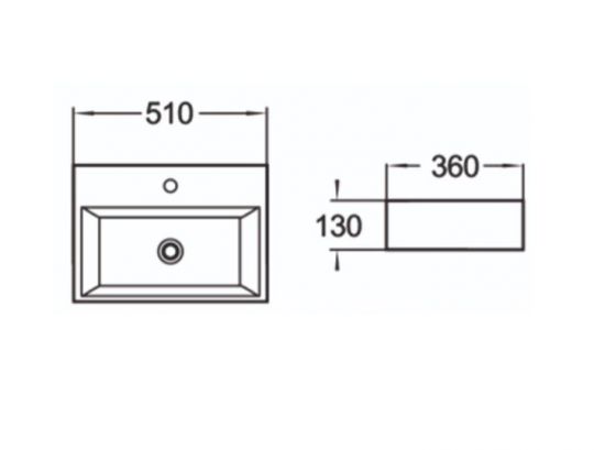 Керамическая накладная или подвесная раковина SantiLine SL-1006 51 х 36 схема 2