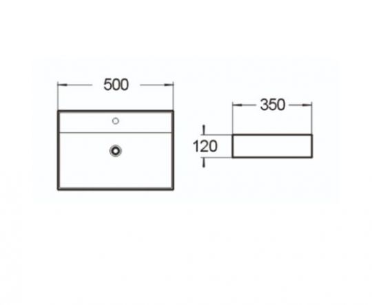 Керамическая накладная или подвесная раковина SantiLine SL-1001 50х35 схема 2